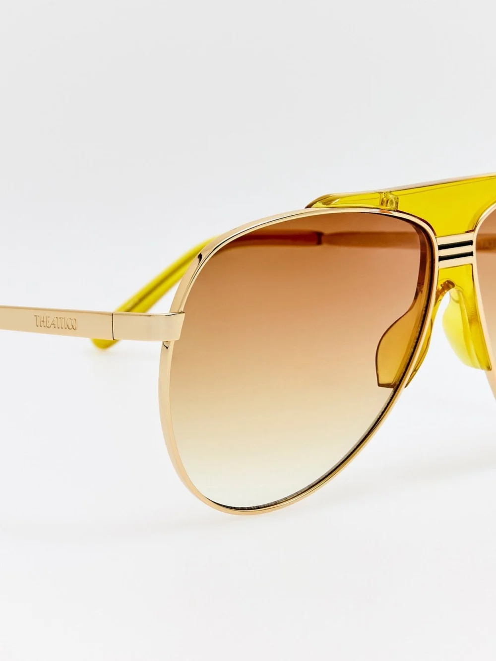 Linda Farrow Amelia Sunglasses, gold and mustard, view 6