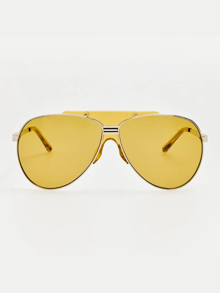 Linda Farrow Amelia Sunglasses in Silver and Yellow