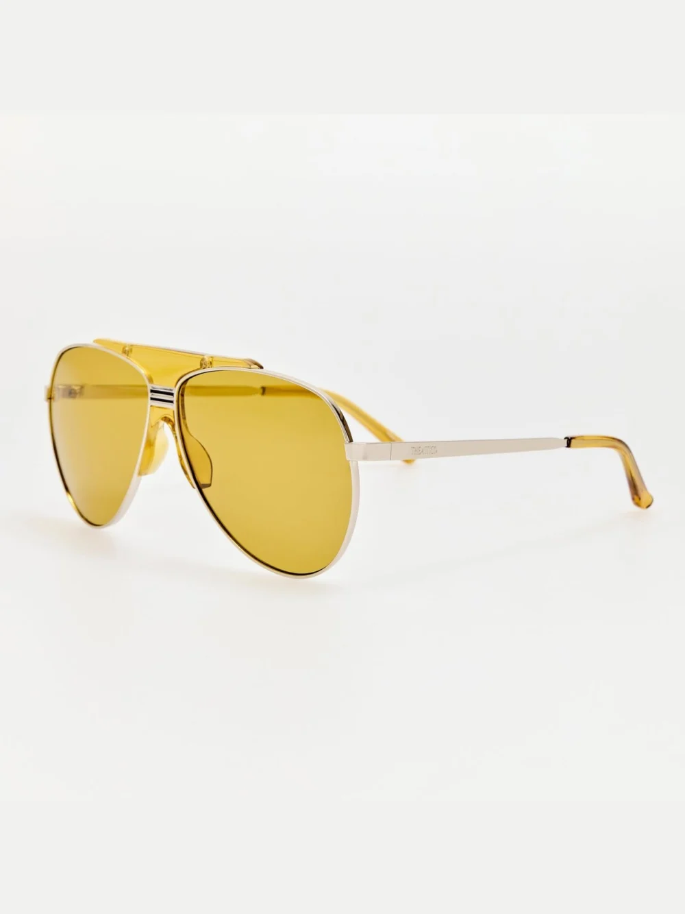 Linda Farrow Amelia Sunglasses, silver and yellow, view 2