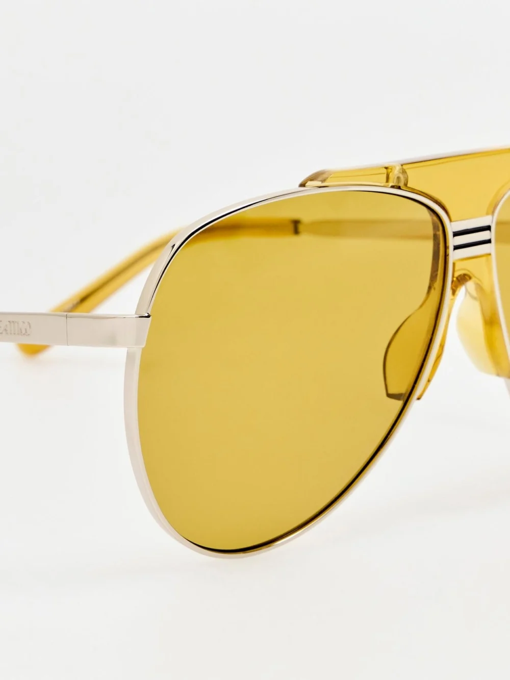 Linda Farrow Amelia Sunglasses, silver and yellow, view 6