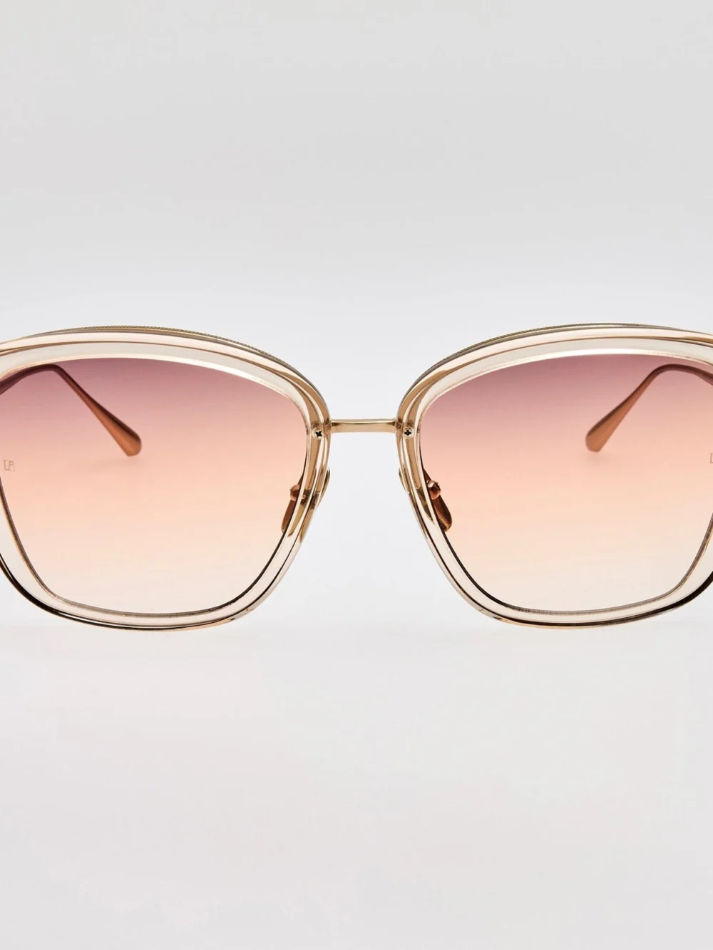 Linda Farrow Anais Sunglasses in 22k gold and ash
