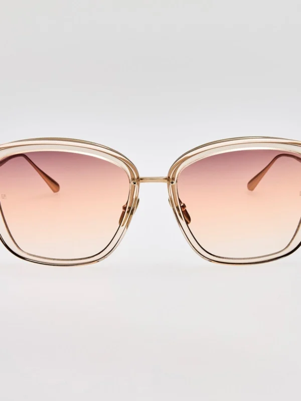 Linda Farrow Anais Sunglasses in 22K Gold and Ash