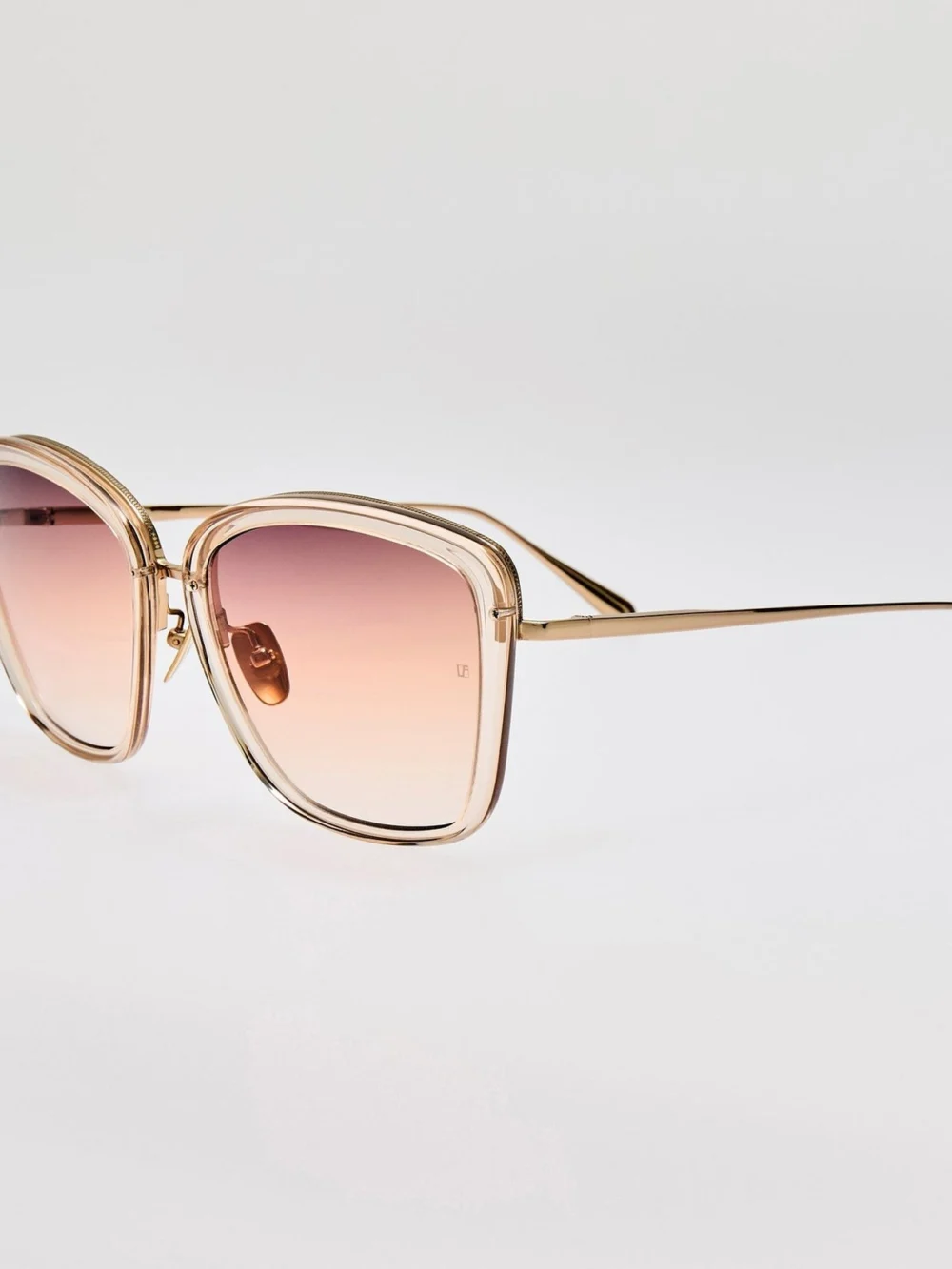Linda Farrow Anais Sunglasses, 22k gold and ash, view 2