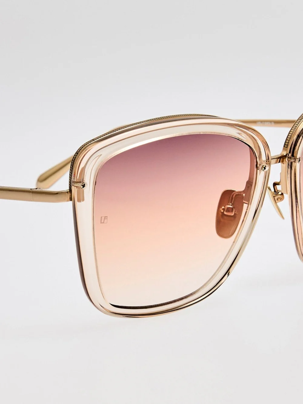 Linda Farrow Anais Sunglasses, 22k gold and ash, view 4
