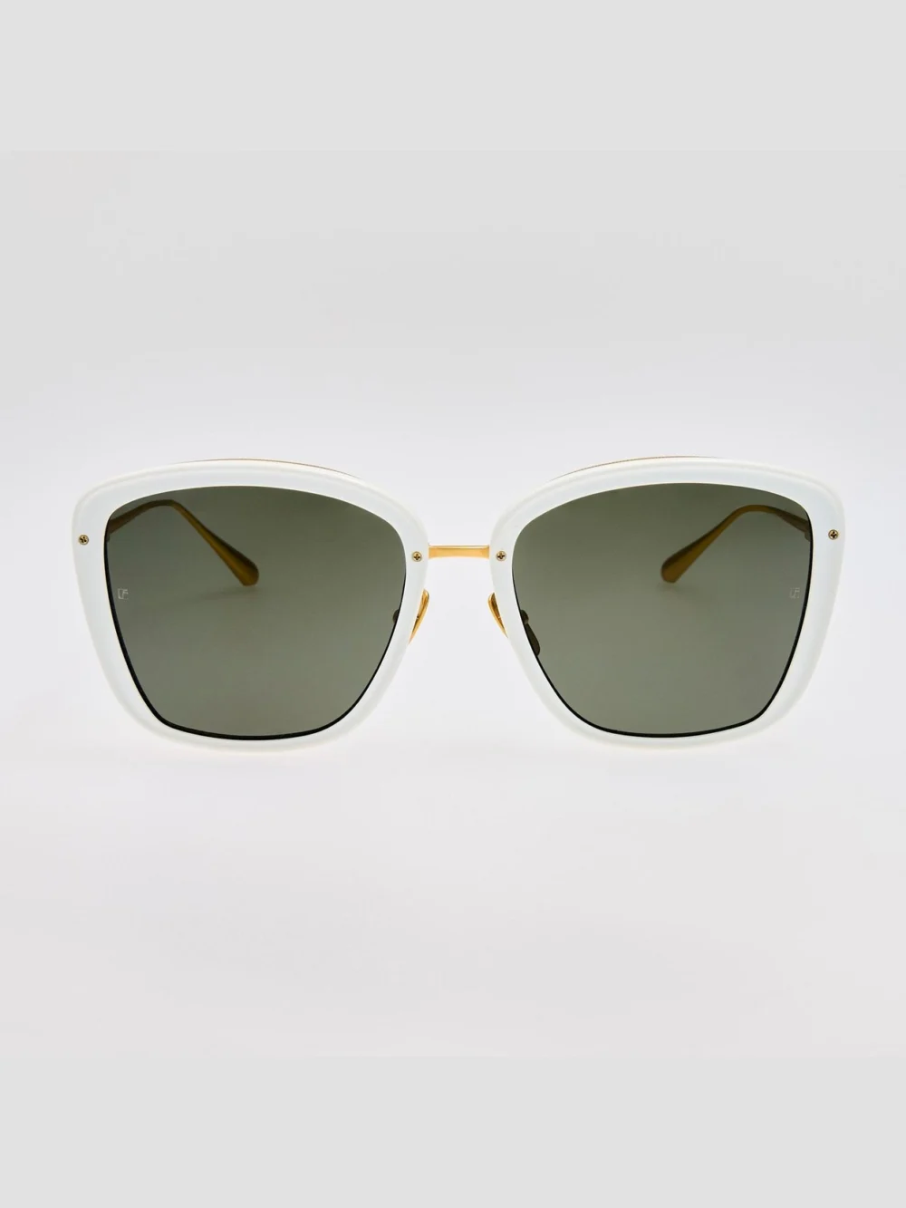 Linda Farrow Anais Sunglasses in 22k white gold and grey