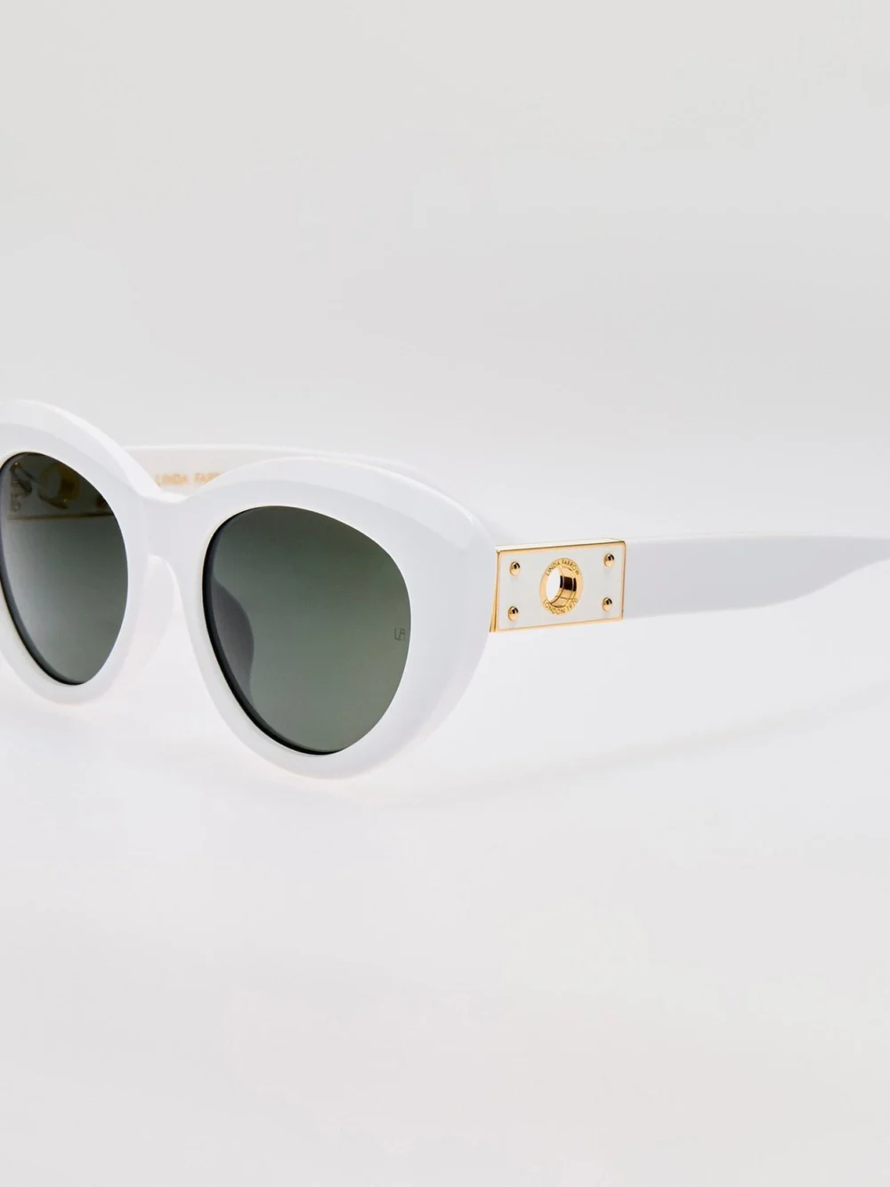 Linda Farrow Anna Sunglasses, white, view 2