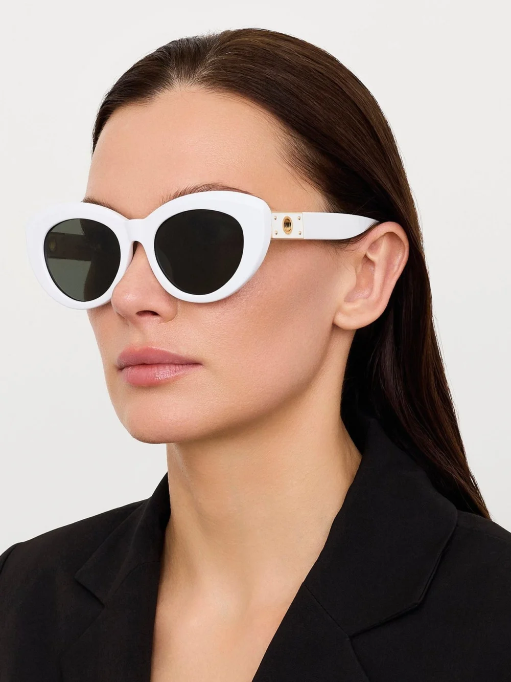 Linda Farrow Anna Sunglasses, white, view 3