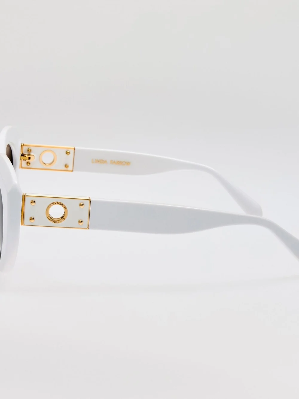 Linda Farrow Anna Sunglasses, white, view 5