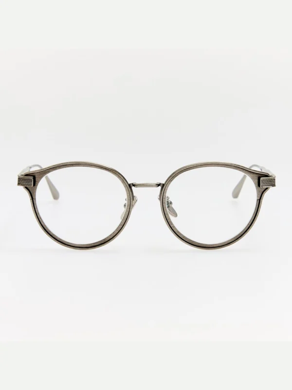 Linda Farrow Anthony Oval Optical Frame in Antique Silver