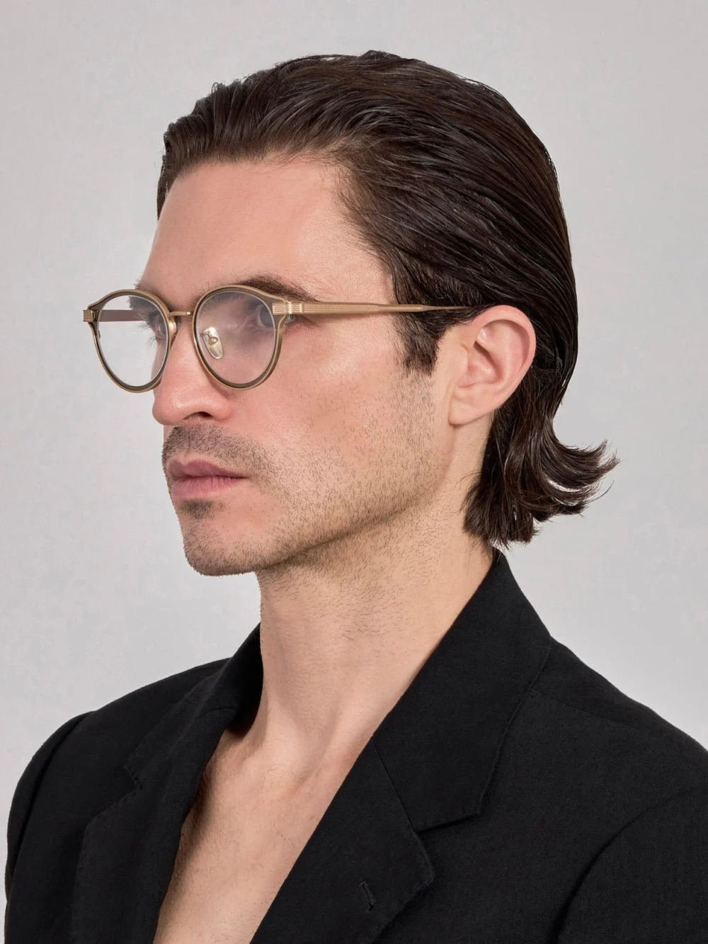 Linda Farrow Anthony Oval Optical Frame, matt champagne, view 4