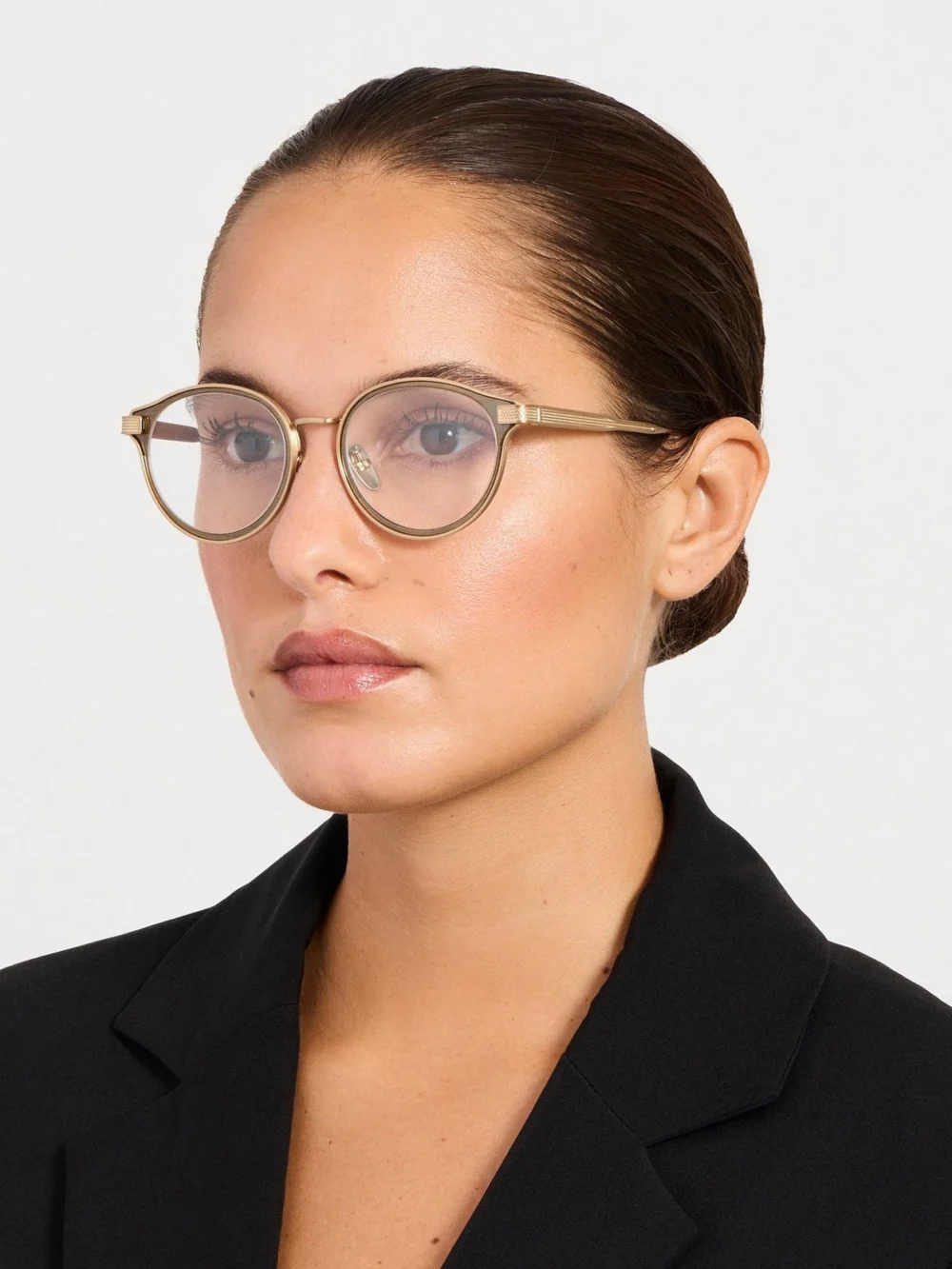 Linda Farrow Anthony Oval Optical Frame, matt champagne, view 5
