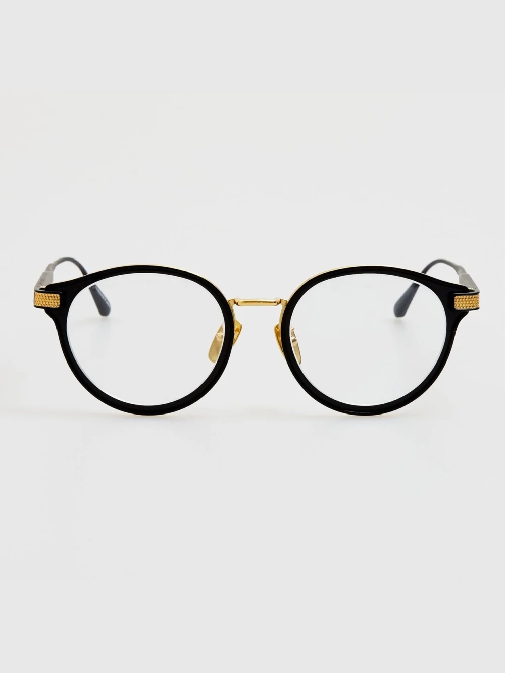 Linda Farrow Anthony Oval Optical Frame in matt nickel and 22k yellow gold