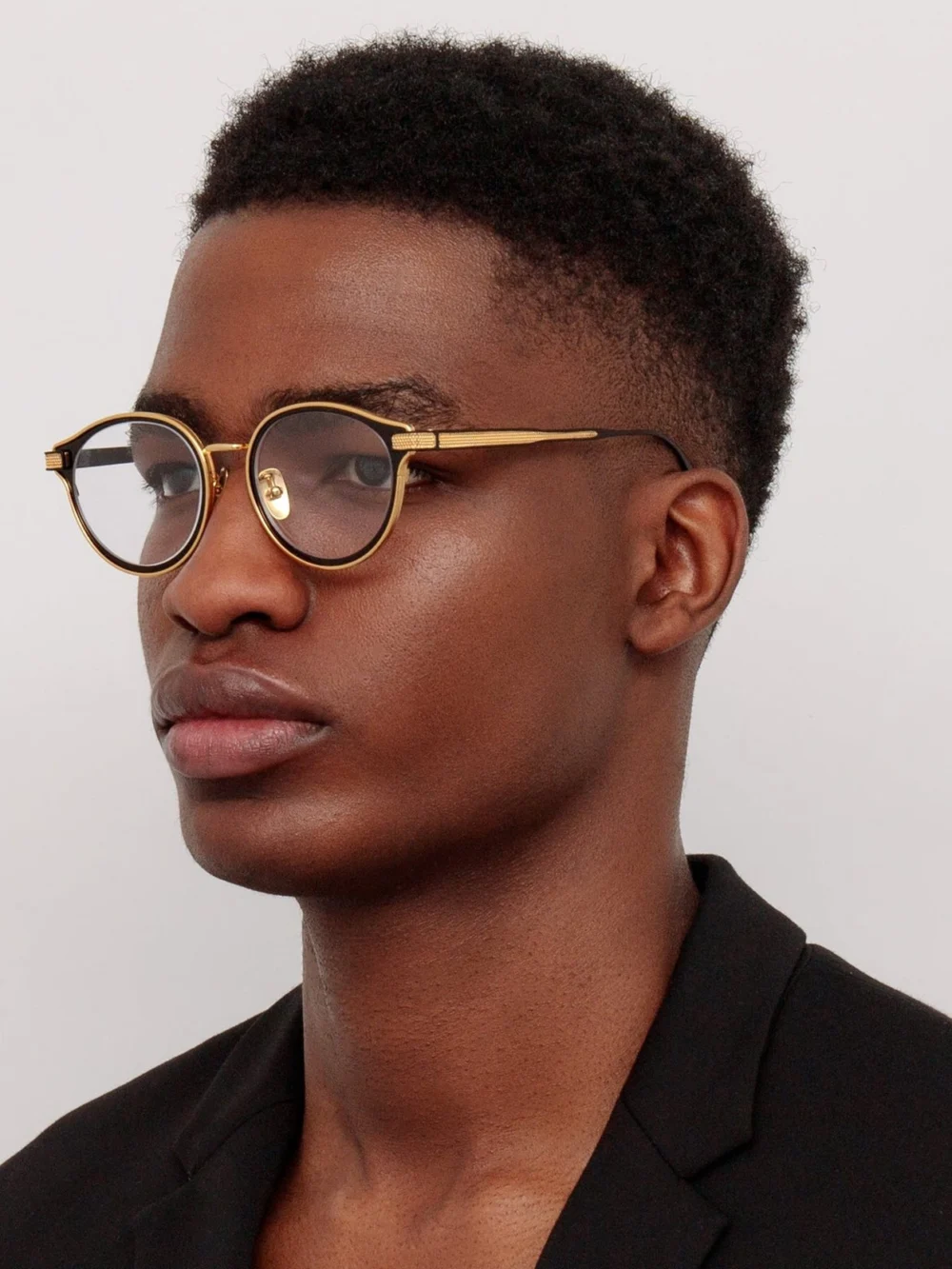 Linda Farrow Anthony Oval Optical Frame, matt nickel and 22k yellow gold, view 4