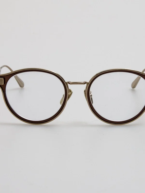 Linda Farrow Anthony Oval Optical Frame in Metallic Brown