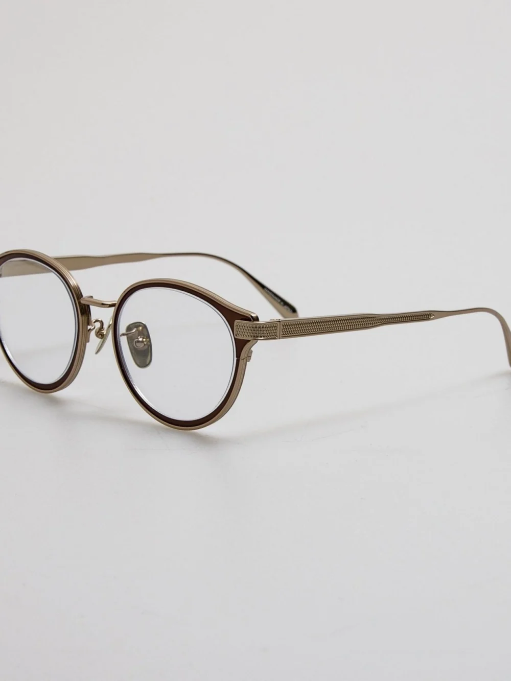 Linda Farrow Anthony Oval Optical Frame, metallic brown, view 2