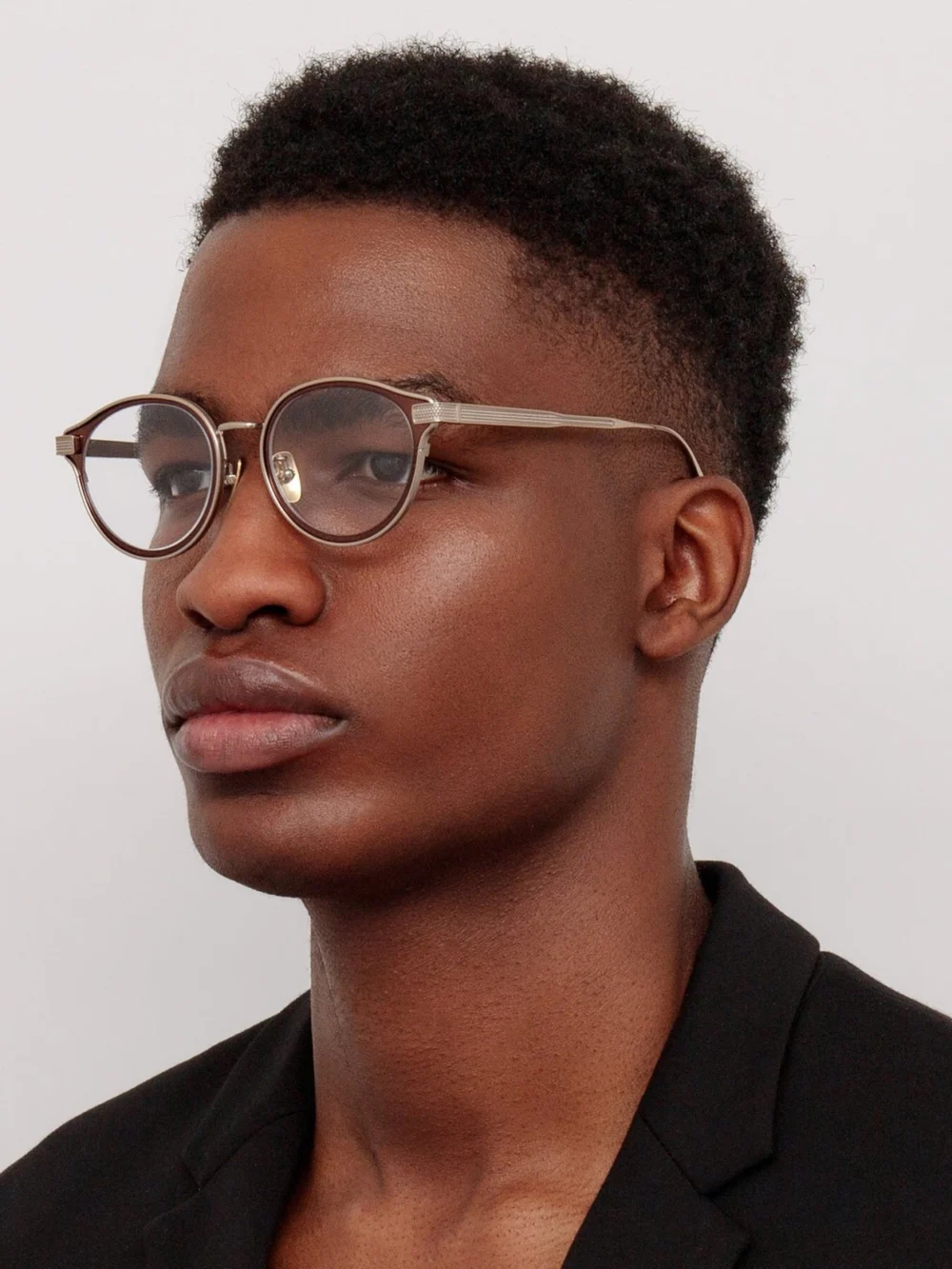 Linda Farrow Anthony Oval Optical Frame, metallic brown, view 4