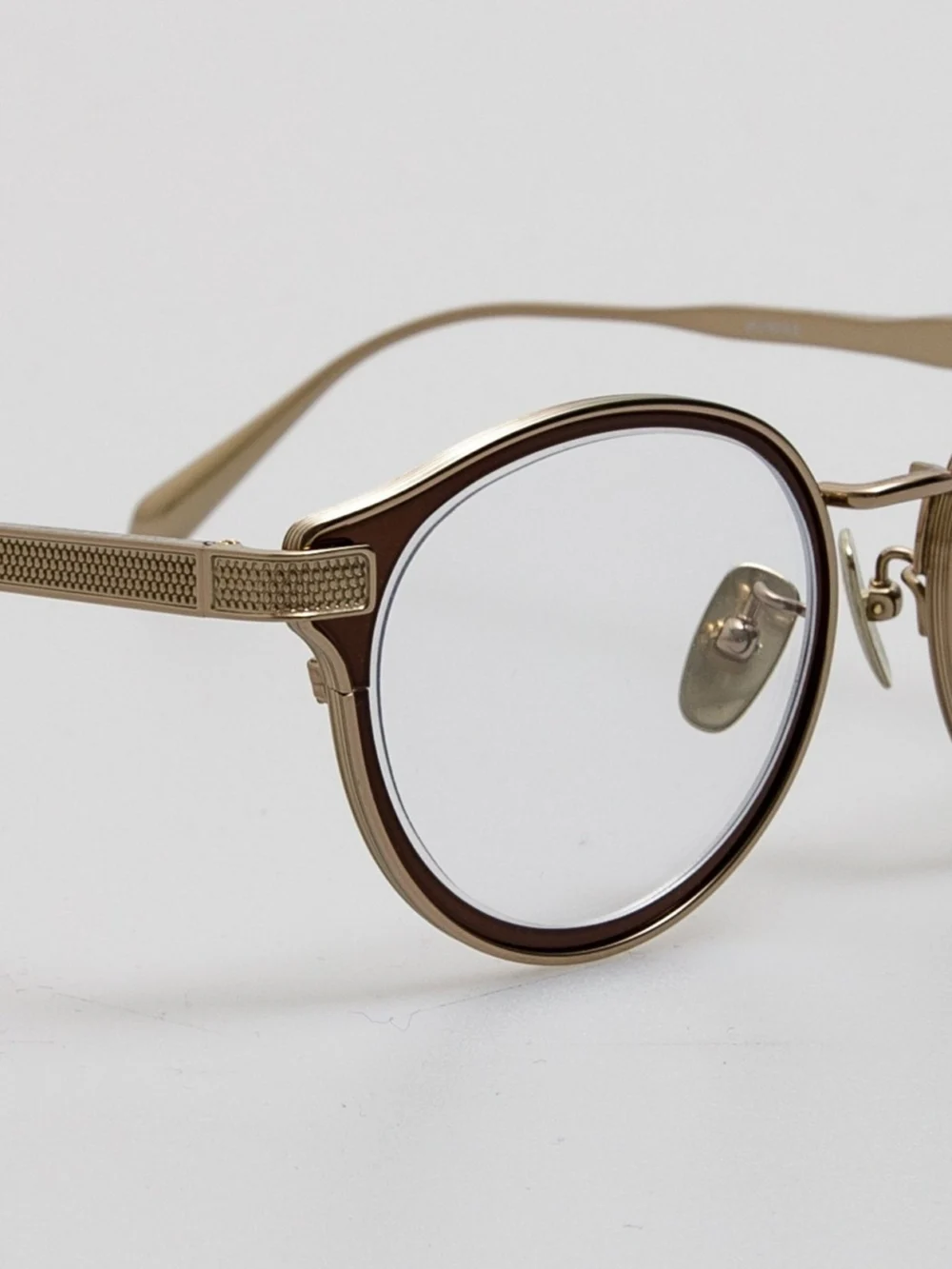 Linda Farrow Anthony Oval Optical Frame, metallic brown, view 5
