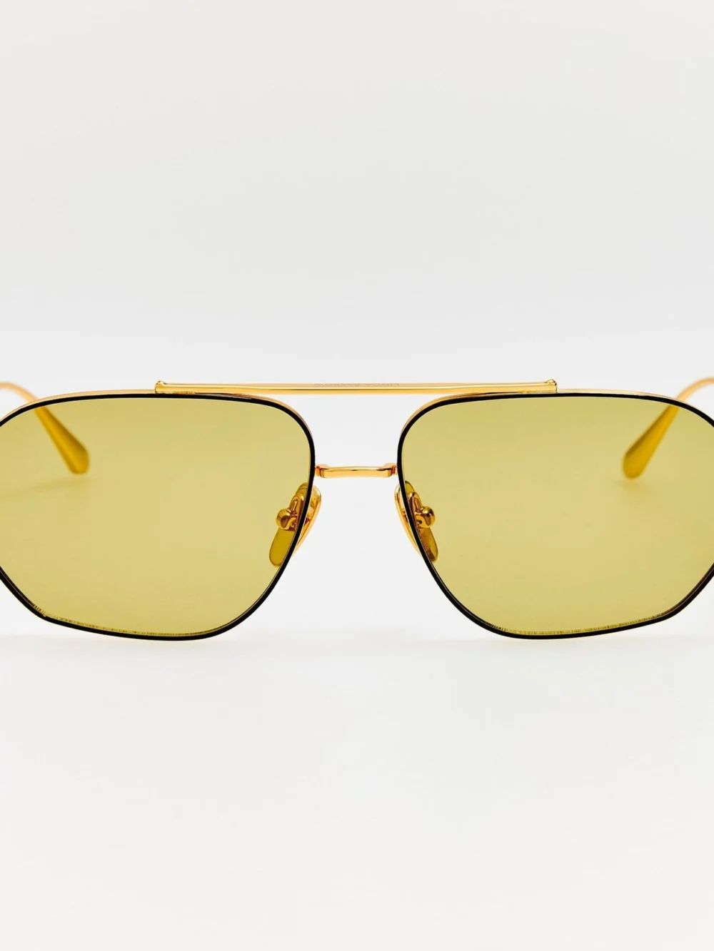 Linda Farrow Arden Sunglasses in 22k gold & green barberini photochromic transition lenses