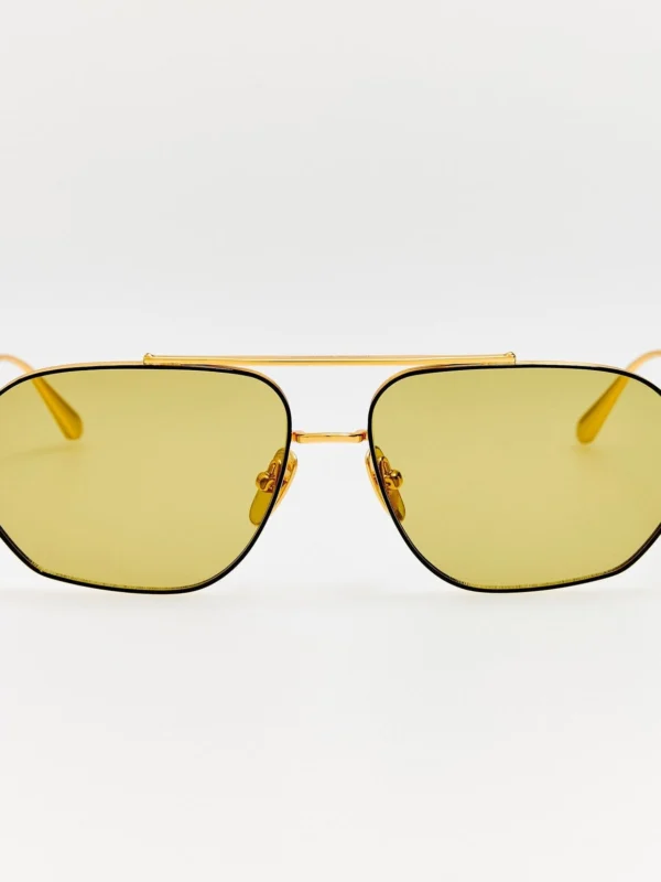 Linda Farrow Arden Sunglasses in 22K Gold & Green Barberini Photochromic Transition Lenses
