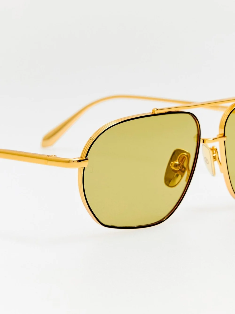 Linda Farrow Arden Sunglasses, 22k gold & green barberini photochromic transition lenses, view 6