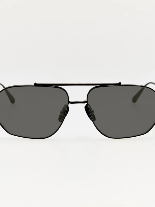 Linda Farrow Arden Sunglasses in Matt Black Nickel