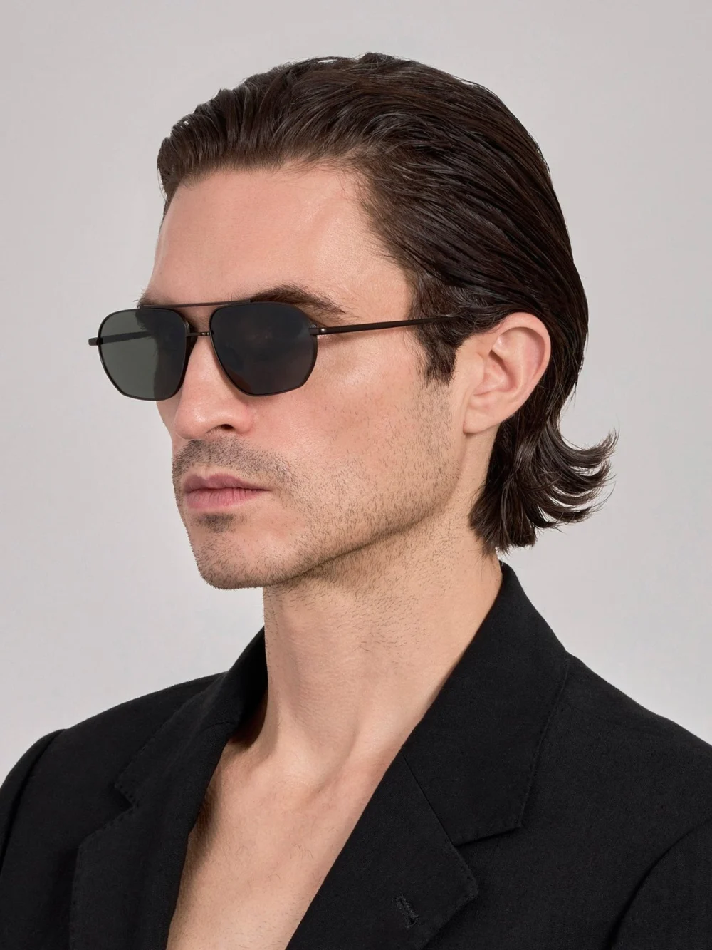 Linda Farrow Arden Sunglasses, matt black nickel, view 4