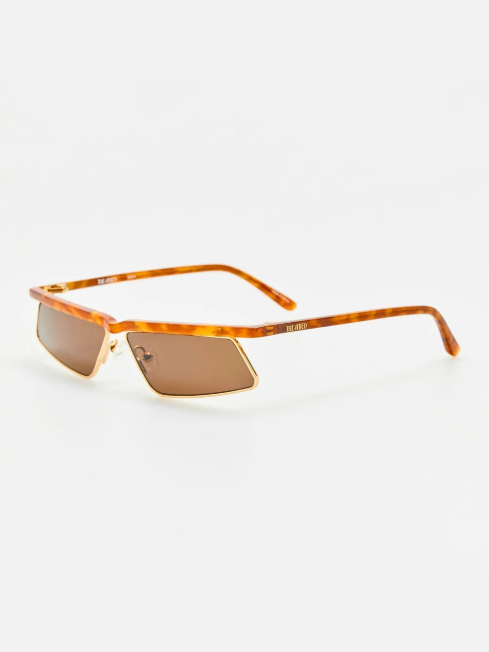 Linda Farrow Aria Cat Eye Sunglasses, yellow gold and brown, view 2