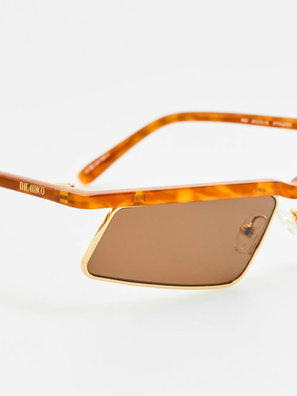 Linda Farrow Aria Cat Eye Sunglasses, yellow gold and brown, view 3