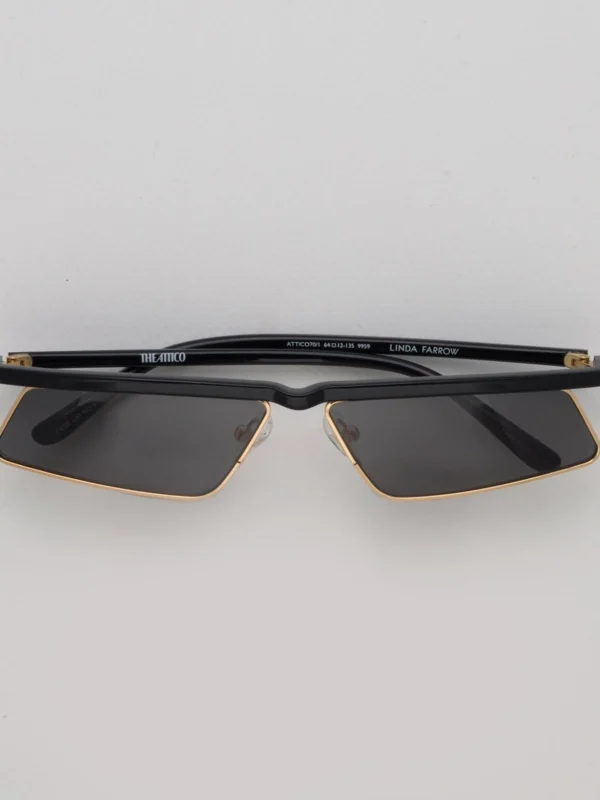 Linda Farrow Aria Cat Eye Sunglasses in Yellow Gold and Grey