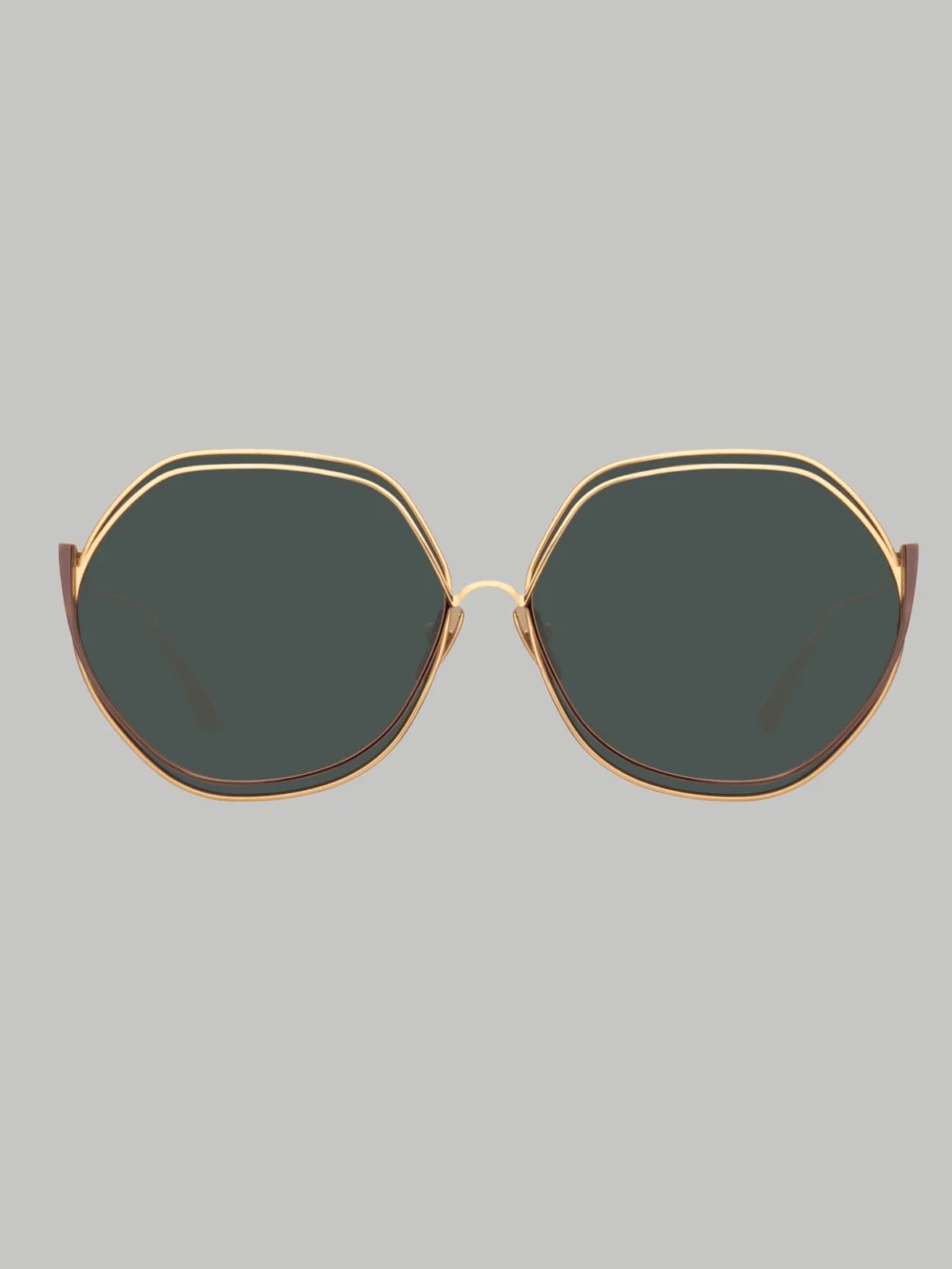 Linda Farrow Aspen Sunglasses in 22k gold and grey