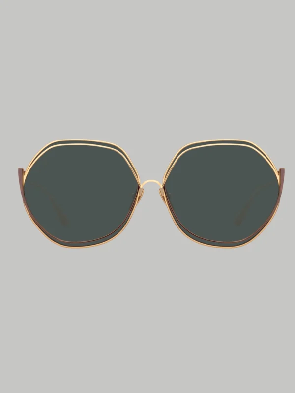Linda Farrow Aspen Sunglasses in 22K Gold and Grey