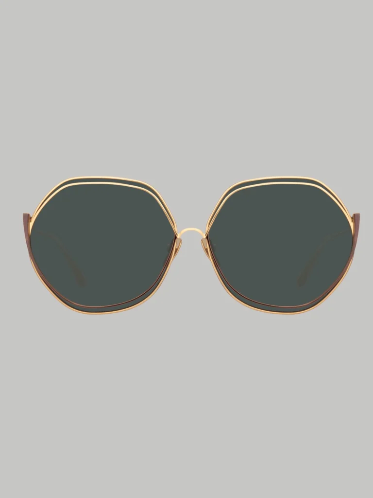 Linda Farrow Aspen Sunglasses in 22K Gold and Grey
