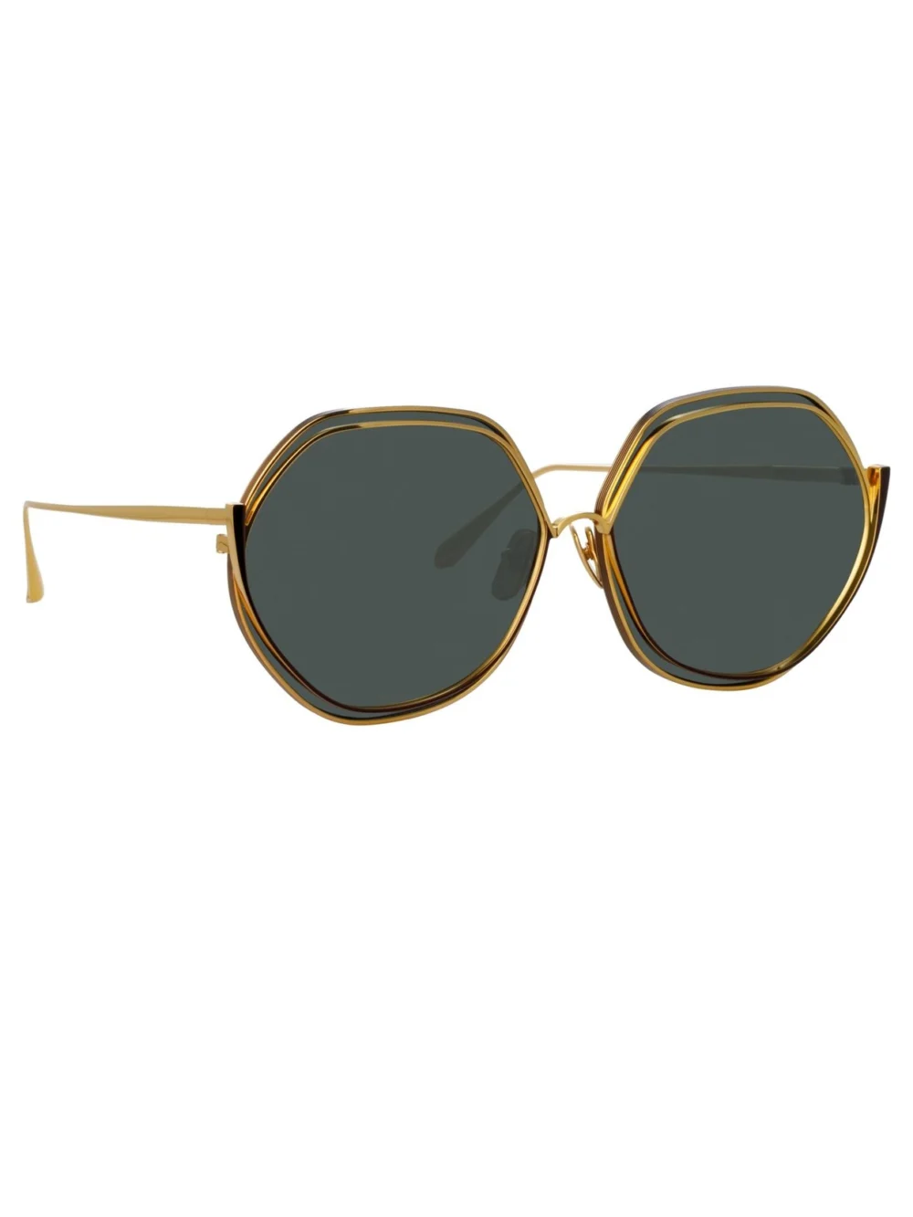 Linda Farrow Aspen Sunglasses, 22k gold and grey, view 2