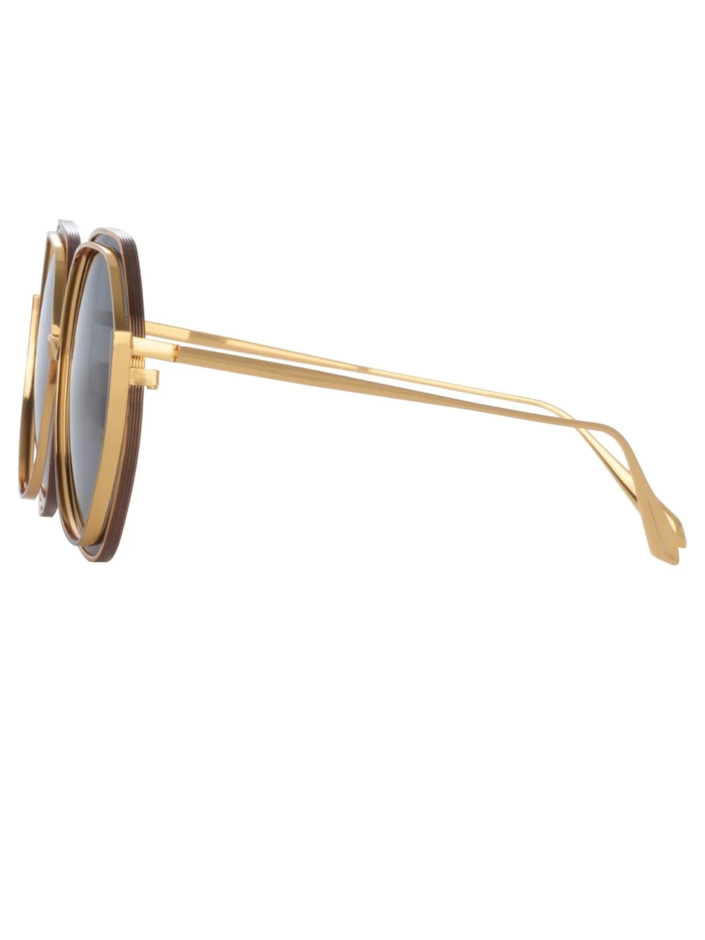Linda Farrow Aspen Sunglasses, 22k gold and grey, view 4