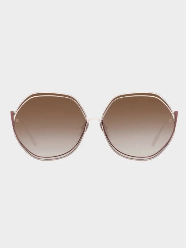 Linda Farrow Aspen Sunglasses in 22K Gold and Mocha