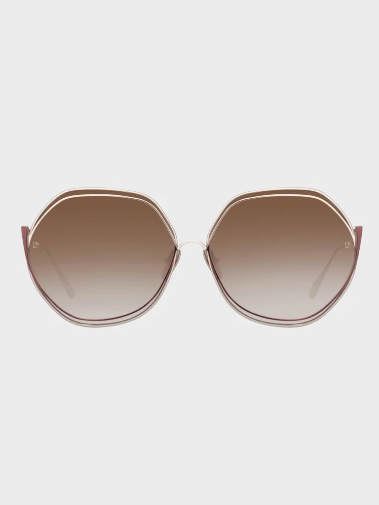 Linda Farrow Aspen Sunglasses in 22K Gold and Mocha