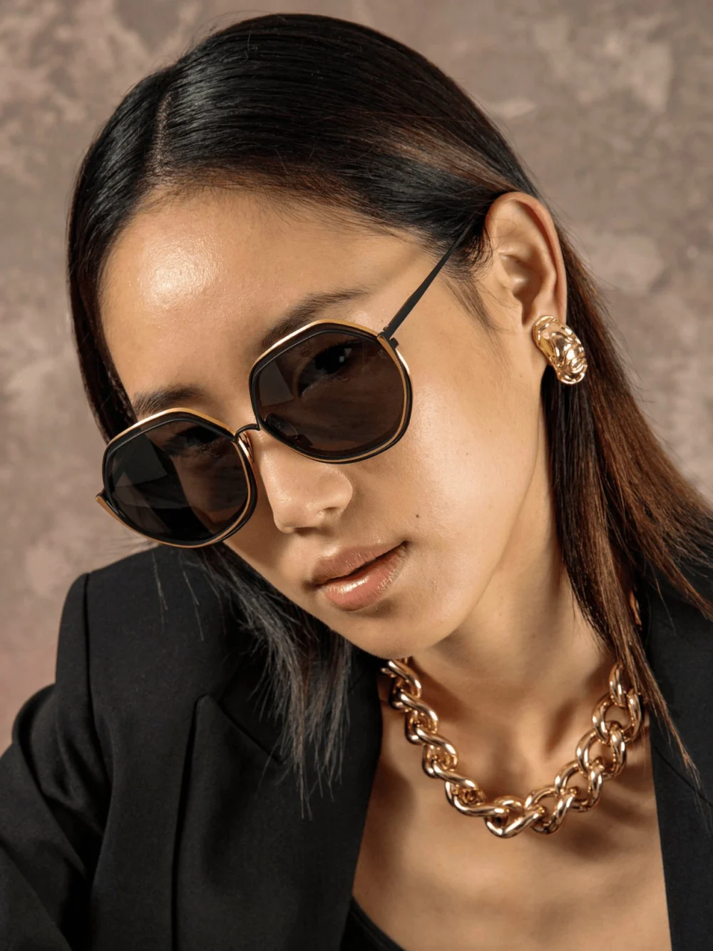 Linda Farrow Aspen Sunglasses, matt nickel, view 5