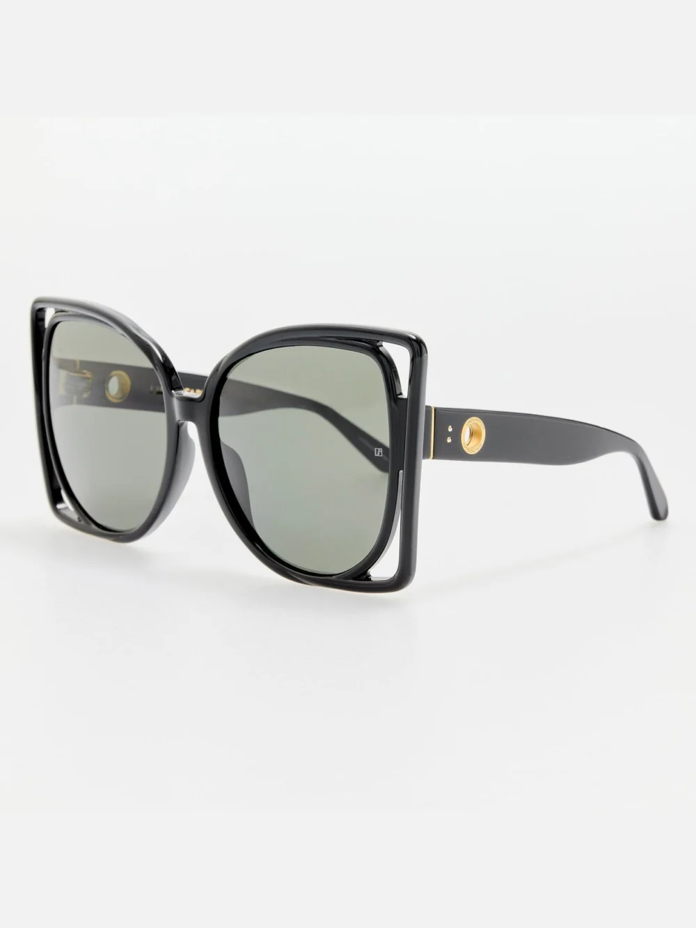Linda Farrow Astra Sunglasses, black, view 2