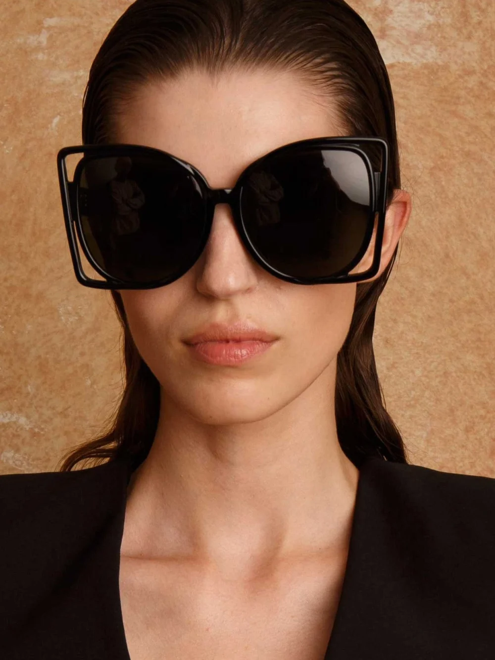 Linda Farrow Astra Sunglasses, black, view 5