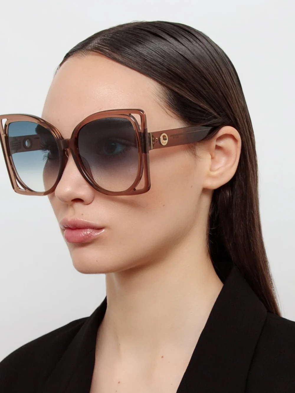 Linda Farrow Astra Sunglasses, brown, view 3