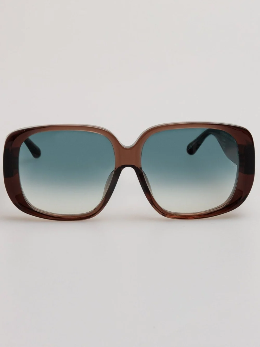 Linda Farrow Astrid Oversized Sunglasses in brown and aqua