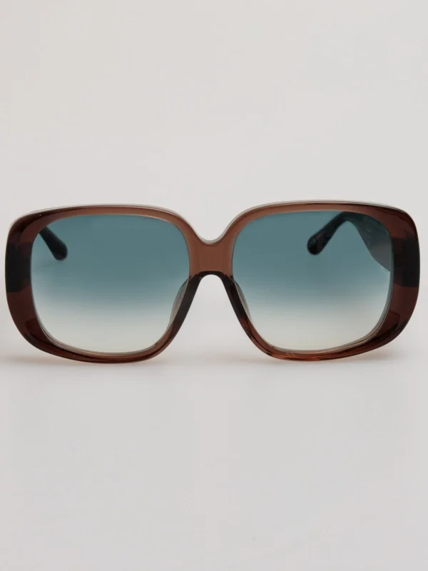Linda Farrow Astrid Oversized Sunglasses in Brown and Aqua