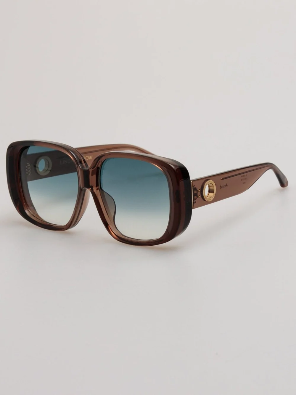 Linda Farrow Astrid Oversized Sunglasses, brown and aqua, view 2