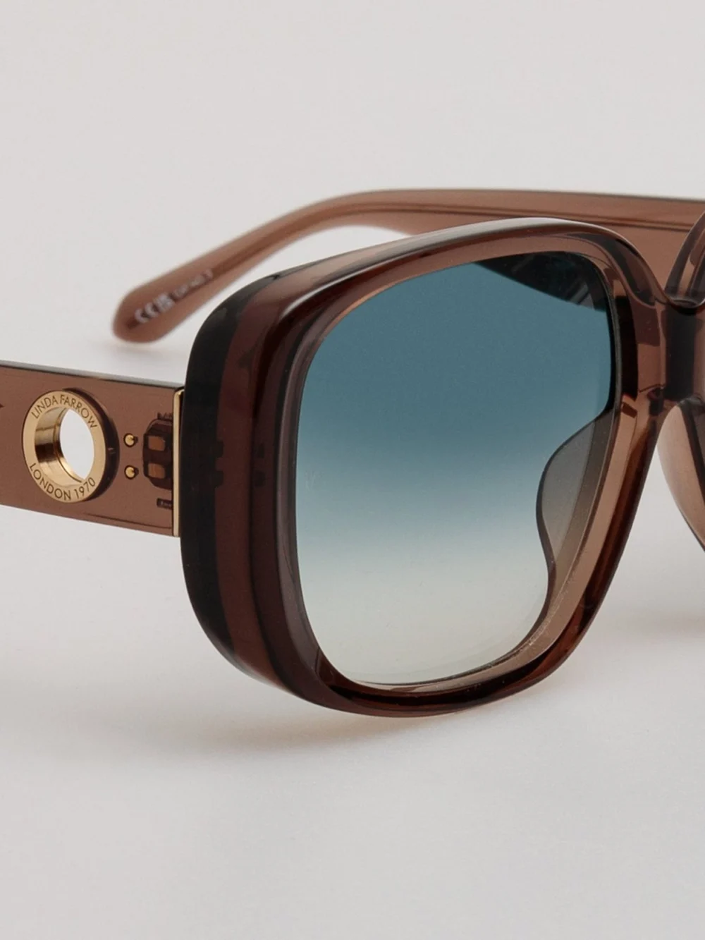 Linda Farrow Astrid Oversized Sunglasses, brown and aqua, view 4