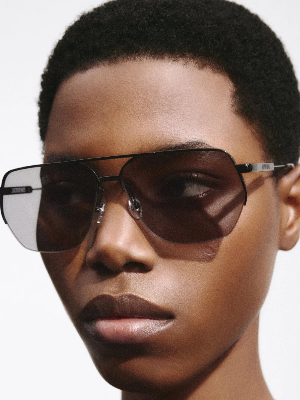 Linda Farrow Aviador Sunglasses, black and grey, view 3