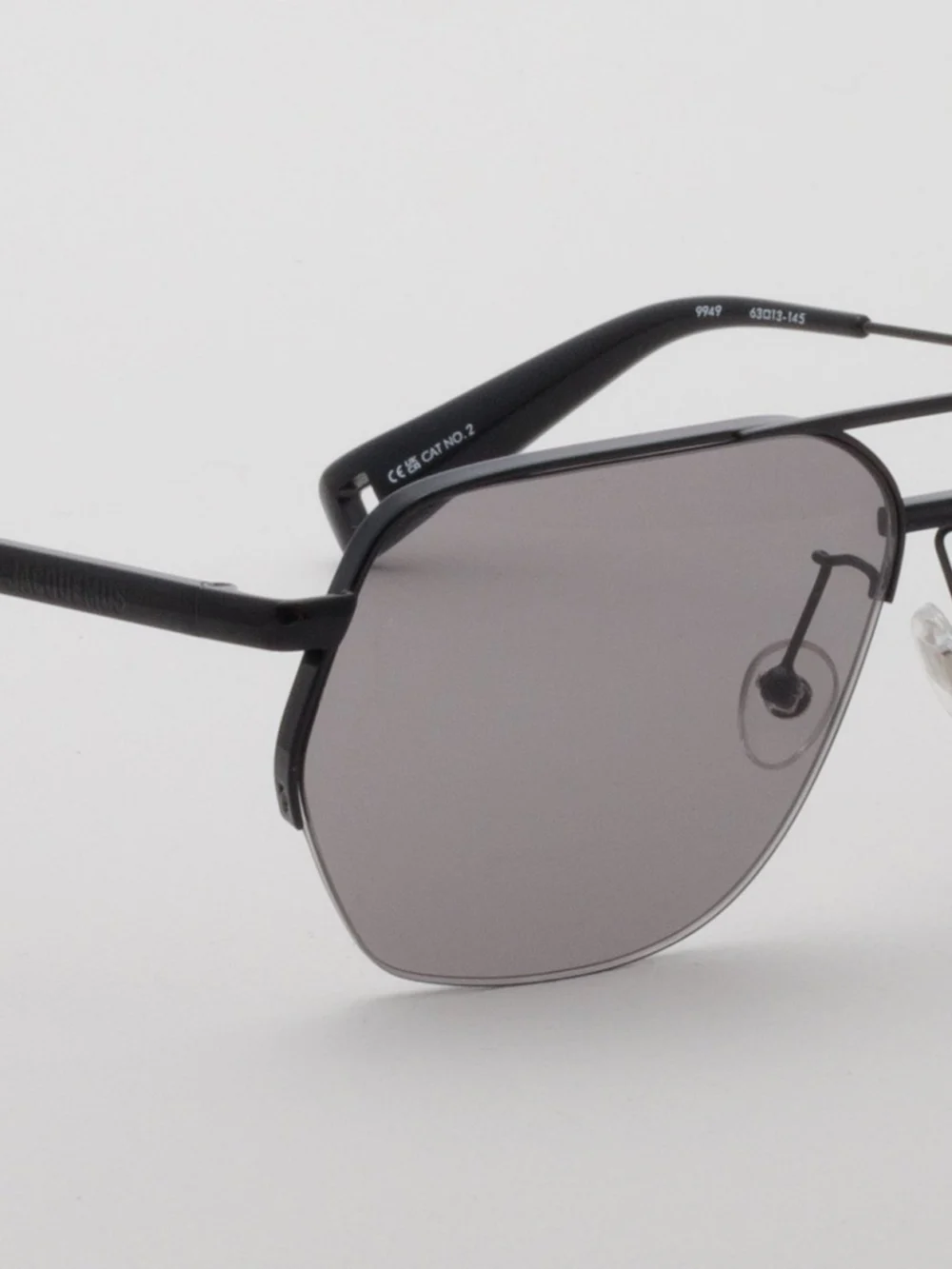 Linda Farrow Aviador Sunglasses, black and grey, view 4