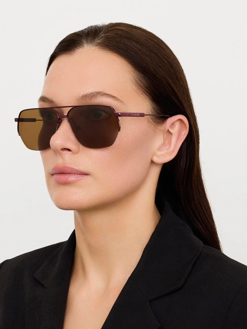 Linda Farrow Aviador Sunglasses, bordeaux, view 3
