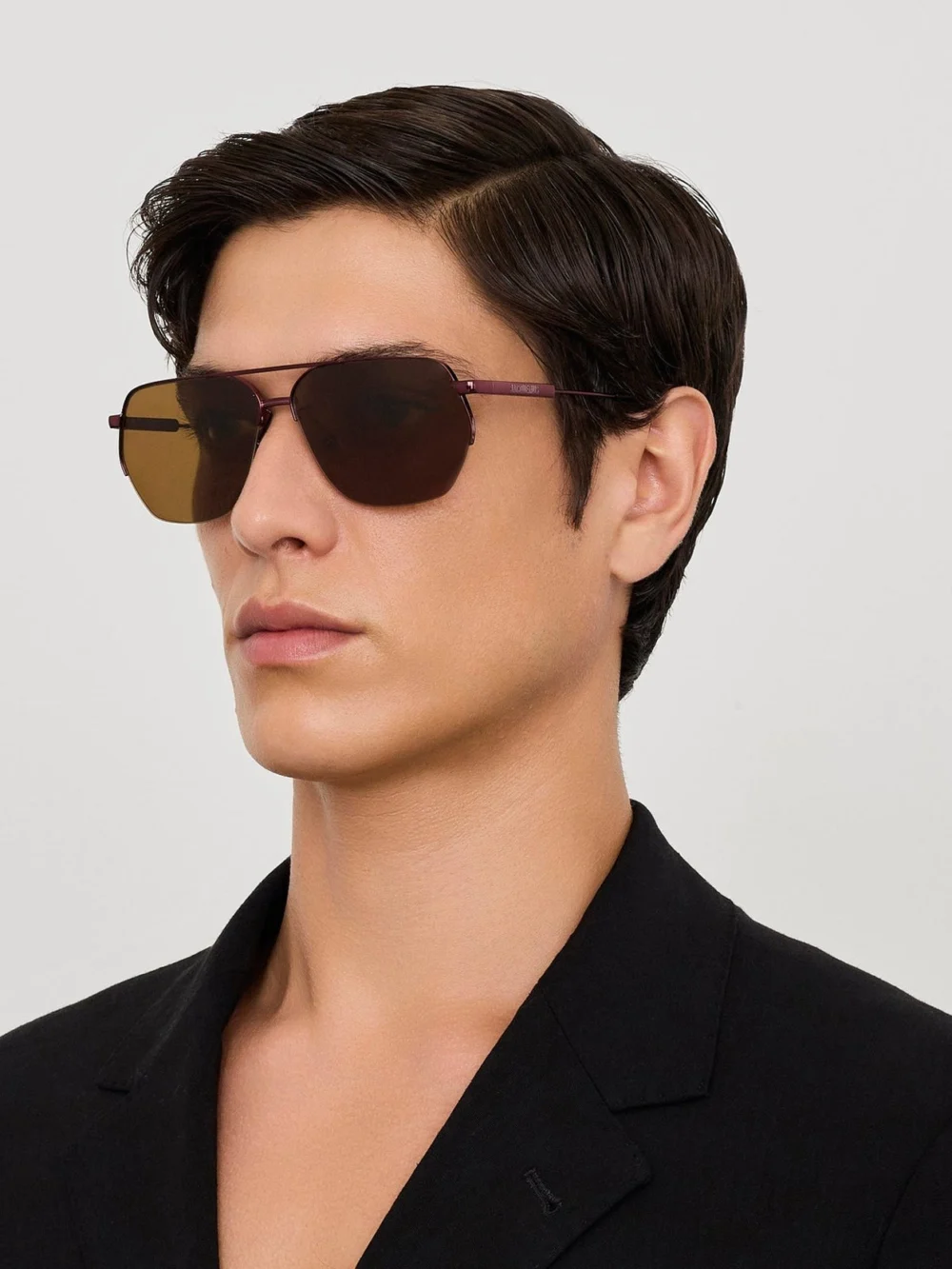 Linda Farrow Aviador Sunglasses, bordeaux, view 4