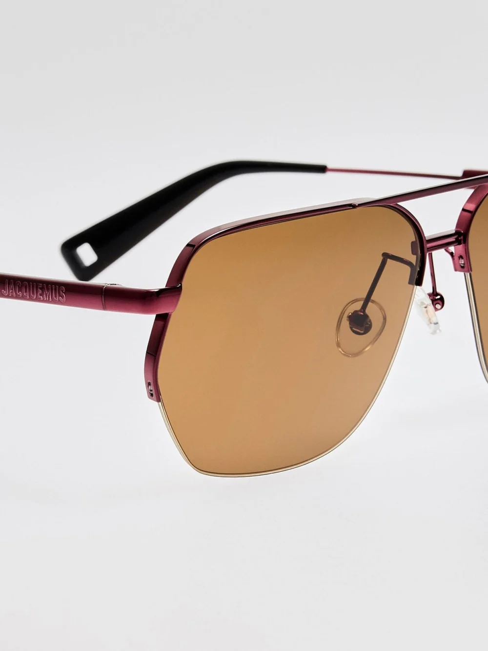 Linda Farrow Aviador Sunglasses, bordeaux, view 5