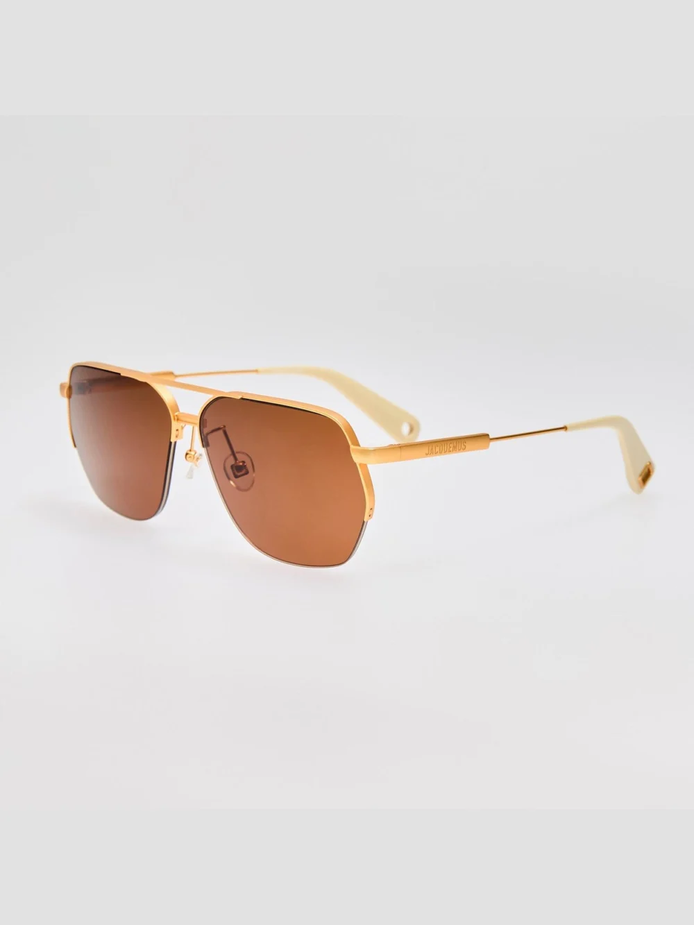 Linda Farrow Aviador Sunglasses, matt gold and brown, view 2
